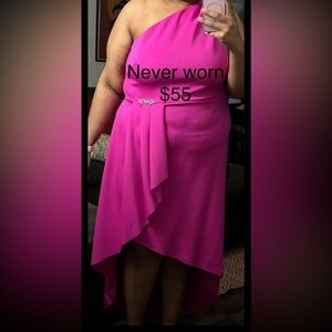 Plus Size Hot Pink High Low Formal Dress